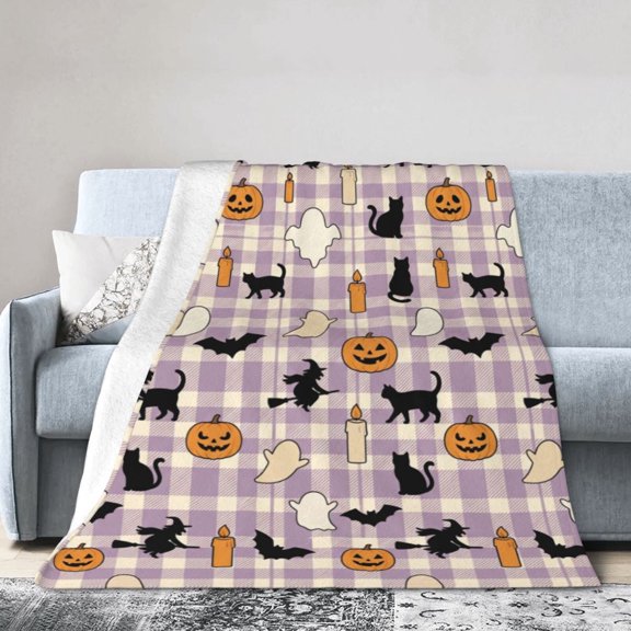 Halloween Throw Blanket Soft Warm Fuzzy Cozy Plush Checkered Blanket Gifts for Men and Women 50x40