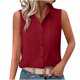 thumbnail image 3 of Sudadera con capucha para mujer,Cárdigan sin mangas con botones para mujer, top holgado de verano con cuello en V, ropa informal de color liso, sopatenor, 3 of 8