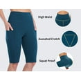 thumbnail image 2 of Sociala Women's Knee Length High Waisted Bike Shorts With Side Pockets Workout Athletic Running Shorts, 2 of 5