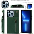 thumbnail image 2 of Crossbody Phone Case for iPhone 13 Pro Max Case with Card Holder for Women,iPhone 13 Pro Max Case Wallet with Strap Lanyard for Men,PU Leather Magnetic Clasp with Kickstand 6.7", Green, 2 of 14