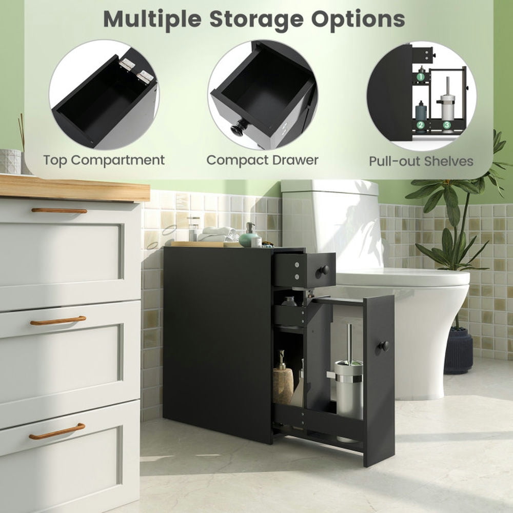 Finihen Bathroom Storage Cabinet, Bathroom Cabinet Organizer, Black Bathroom Cabinet Space Saver Storage Organizer, for Bathroom, Black Finihen Bathroom Storage Cabinet, Bathroom Cabinet Organizer, Black Bathroom Cabinet Space Saver Storage Organizer, for Bathroom, Black