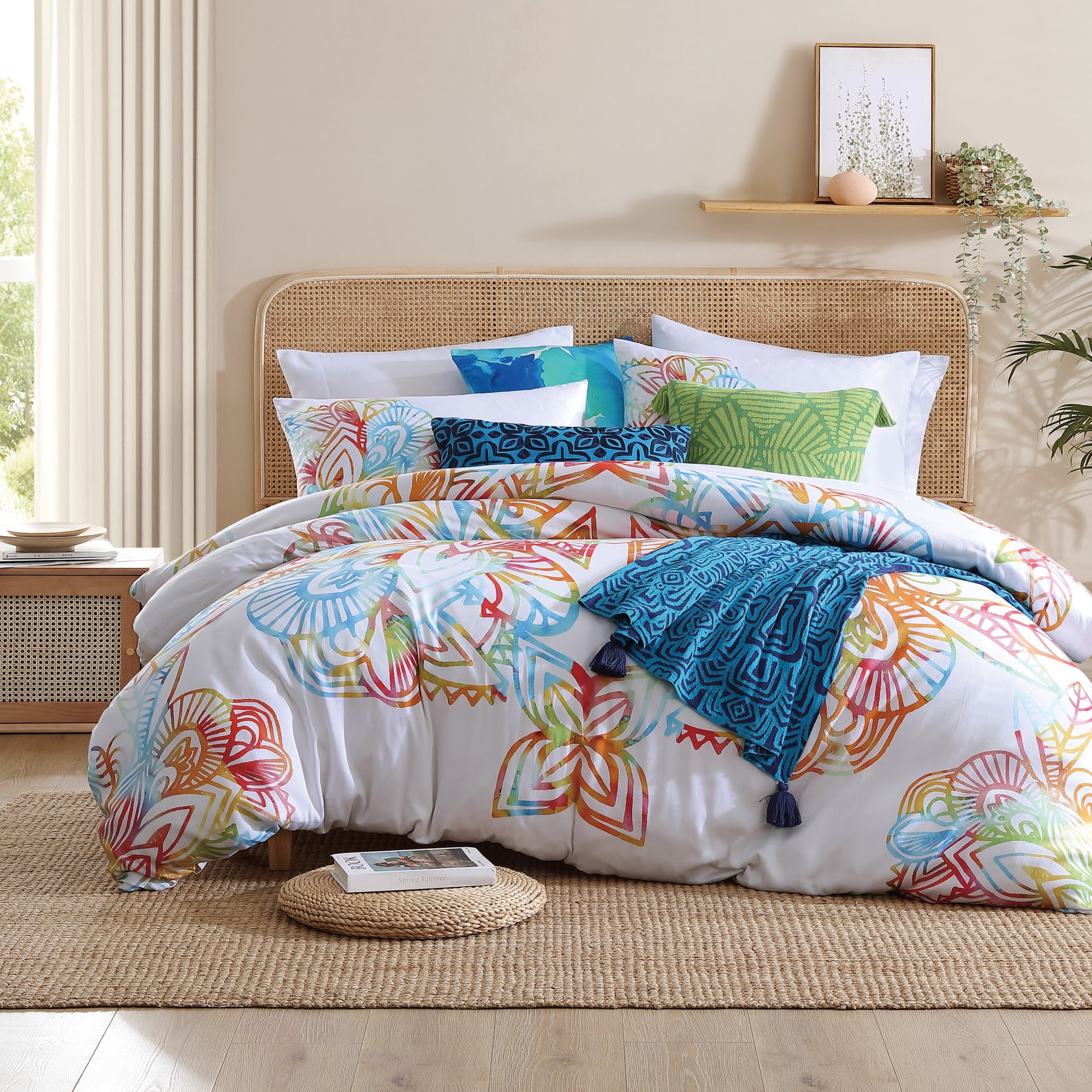 Rochelle Porter Design Wild Out Printed 3-Piece Duvet and Sham Set Cotton Multi Color Full/Queen All Season, Adult