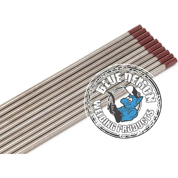 Blue Demon Welding Tungsten Electrodes, 2% Thoriated, RED, EWTh-2, 1/16 in x 7 in 10 pc pack TE2T-116-10T