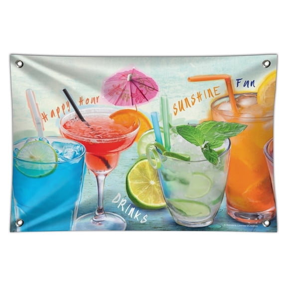 Mixed Drinks Sunshine Summer Fun Happy Hour Tropical Beach Vacation Home Business Office Sign