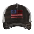 thumbnail image 2 of American Flag Baseball Cap - Distressed Flag with Baseball Bats - Vintage Patriotic Strapback Hat (Brown), 2 of 7