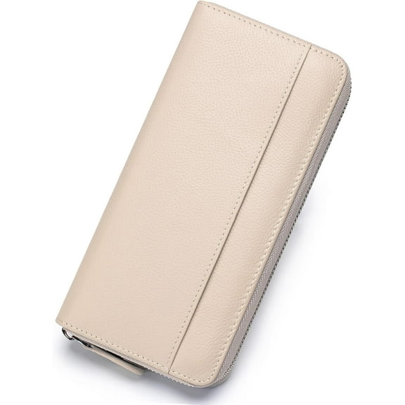 RFID Blocking Womens Zipper Wallet Leather Large Capacity Billfold Clutch Zip Around Wallets for Women