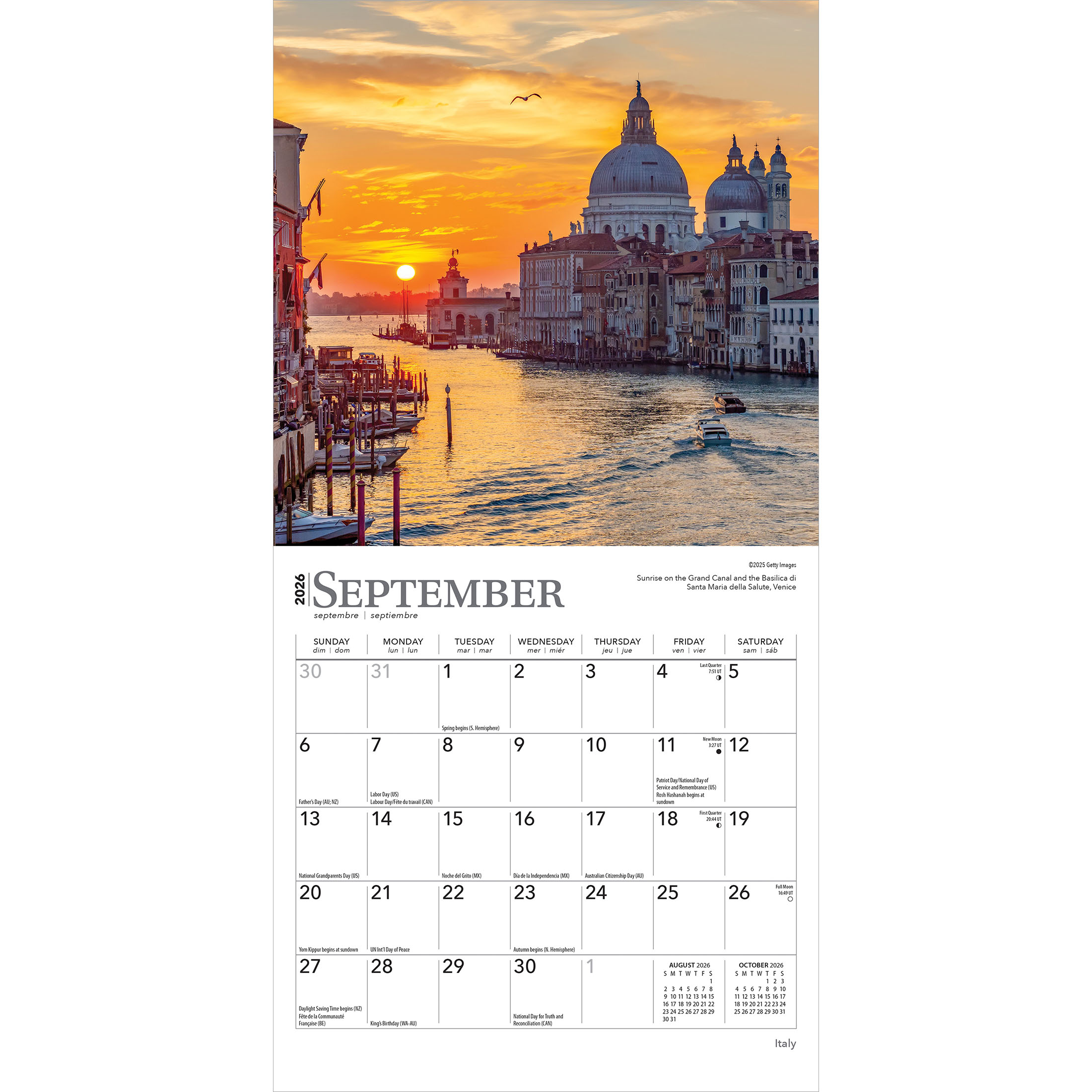 Italy | 2026 7x14" (Hanging) Monthly Mini Wall Calendar | BrownTrout