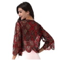 thumbnail image 3 of DPOIS Womens Long Sleeve Sequin Lace Shrug Scallop Hem Open Front Bolero Cardigan, 3 of 3