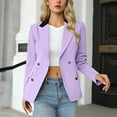 thumbnail image 5 of Loopsun Womens Outerwear Jackets, Blazer for Women, Women's Casual Color Block Long Sleeve Button Lapel Suit Jacket with Double Pockets Purple, XXXXL, 5 of 5