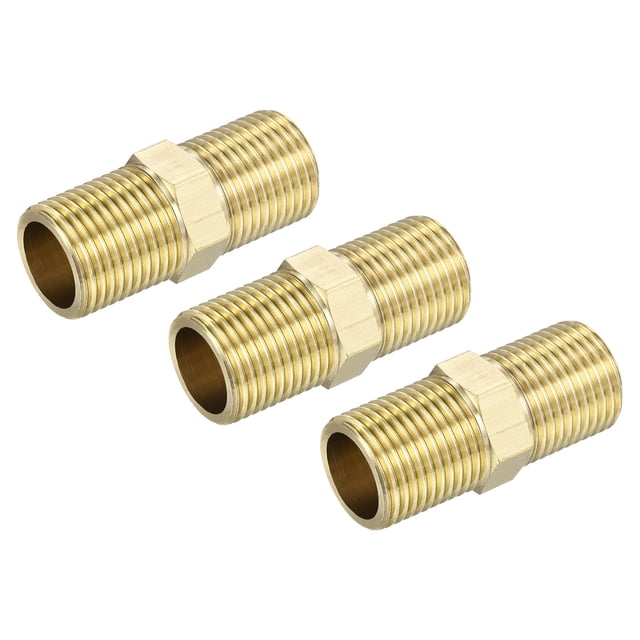 Unique Bargains G1/2 Male Thread Brass Pipe Fitting 50mm Length Hex Connector Pipe Adapter 3 Pack