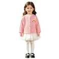 thumbnail image 3 of Gubotare Cardigan Girls Uniform Girls Cardigan Youth Cute Open Front Sweater Fall Fashion Back to School Clothes Casual Long Sleeve Outwear 5T 6T (Pink,5-6 Years), 3 of 8