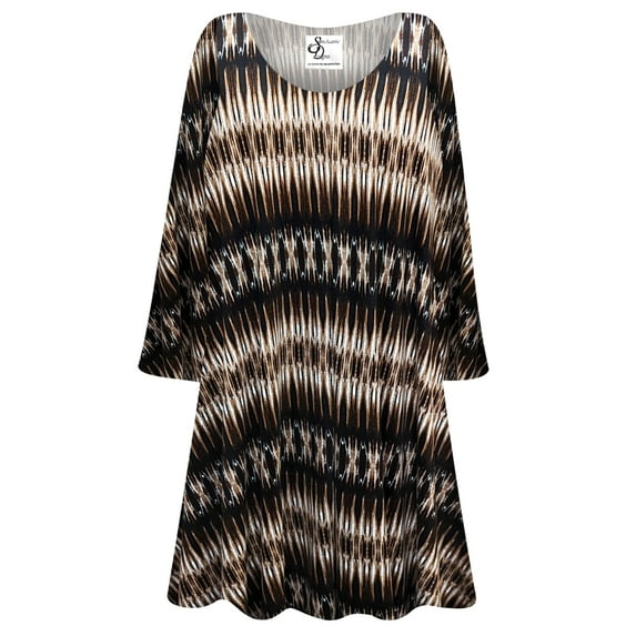 Plus size 4x Petite Womens Long Sleeve Geo Sand Dune Print Tunic Tops Casual Loose Fitting Flowy Shirts Blouses
