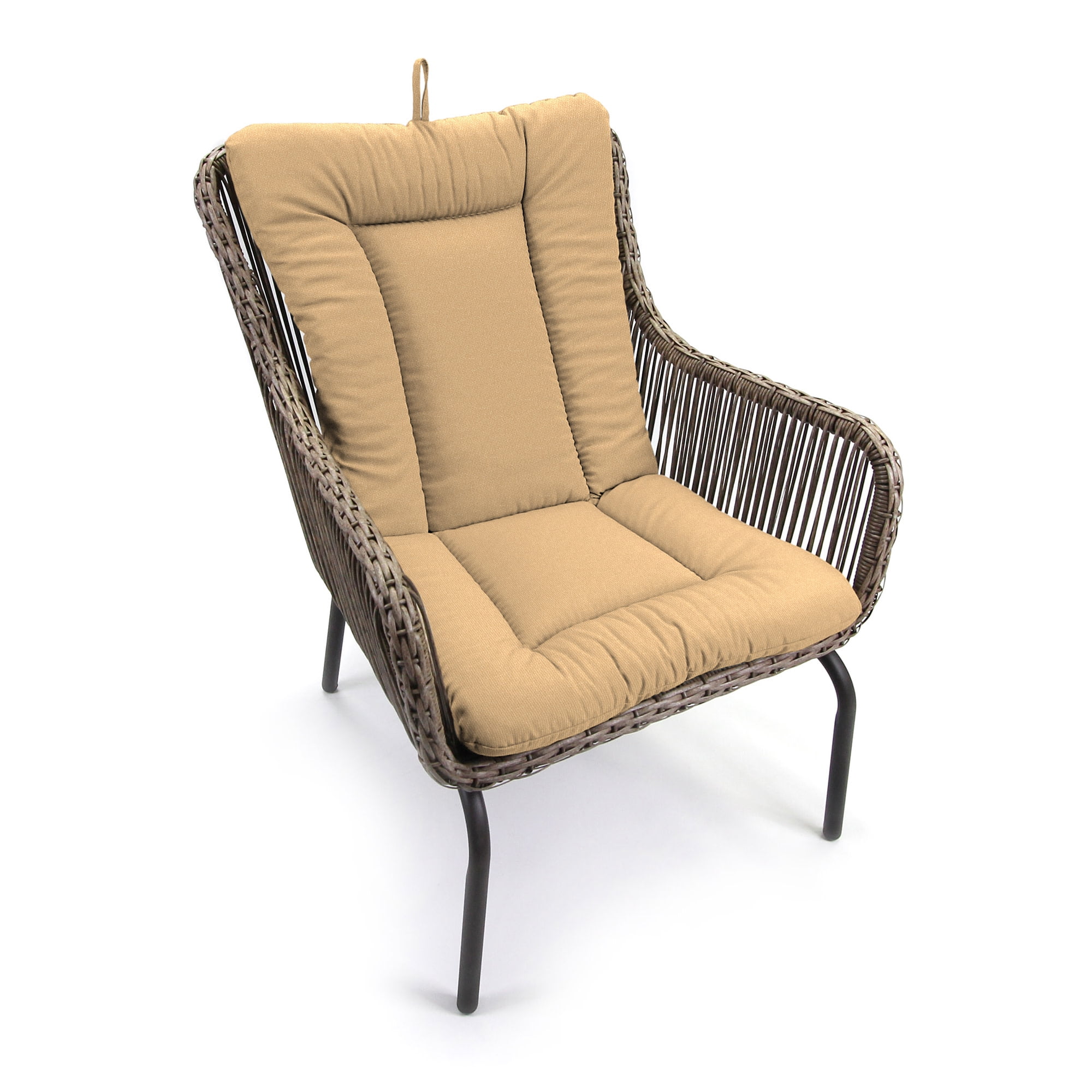 Jordan Manufacturing 38" x 21" Rave Birch Tan Solid Rectangular Outdoor Wrought Iron Chair Cushion with Ties and Hanger Loop (2 Pack)