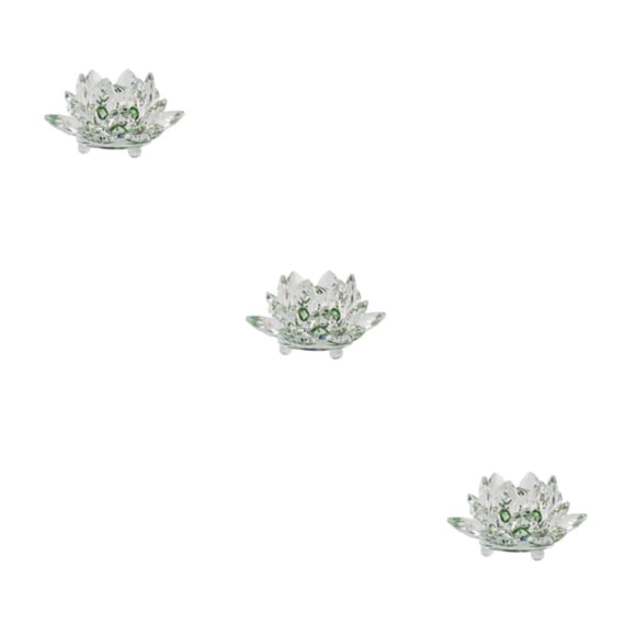 Injueey Flor de loto de cristal fino Pisapapeles Feng Shui Esfera Cristales Flores Adornos decorativos para recuerdos Hogar Verde Type1 NO1