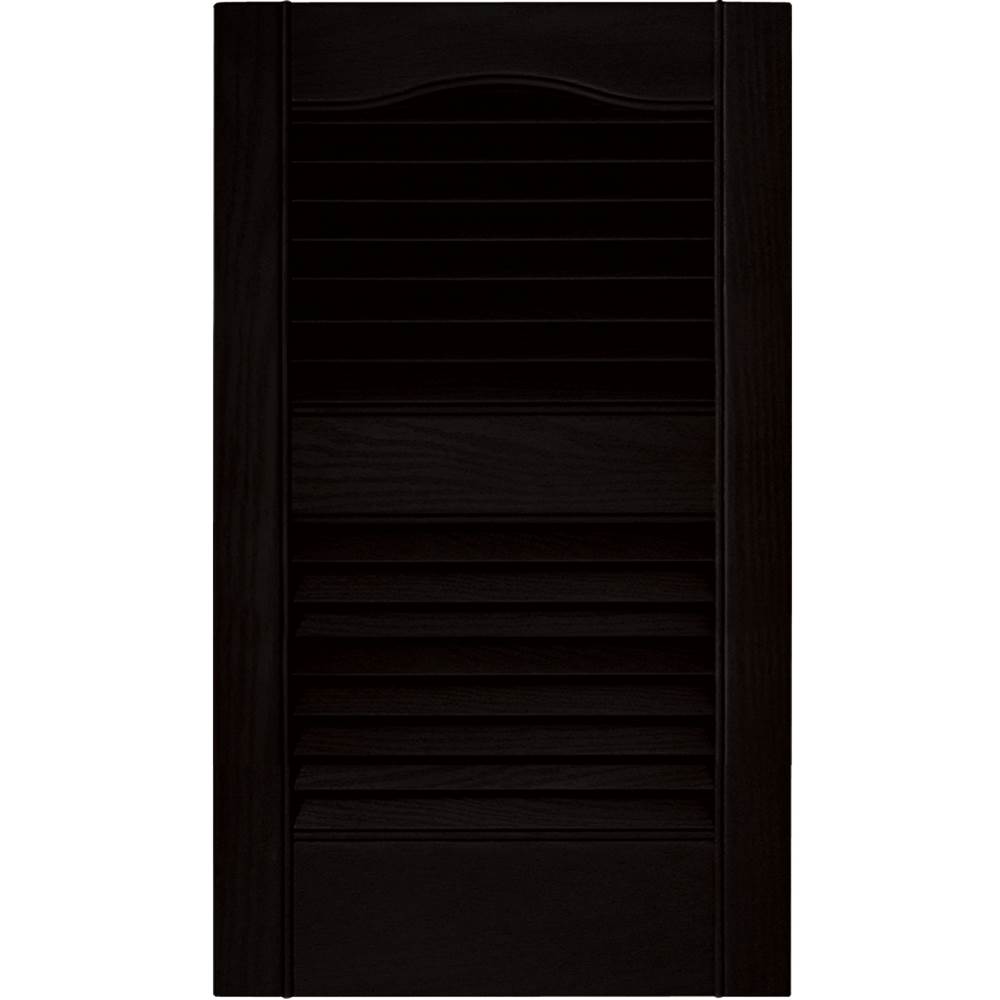 15 in. Vinyl Louvered Shutters in Black Set of 2 (14.5 in. W x 1 in