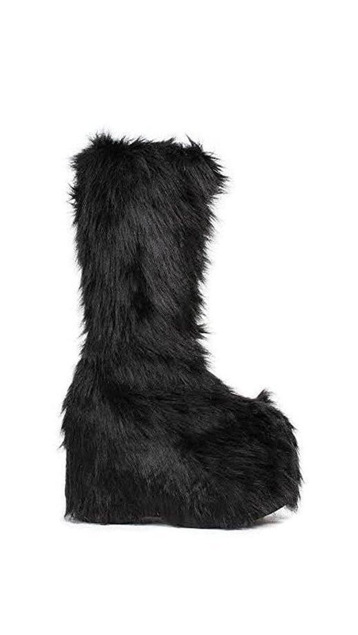 fur platform boots