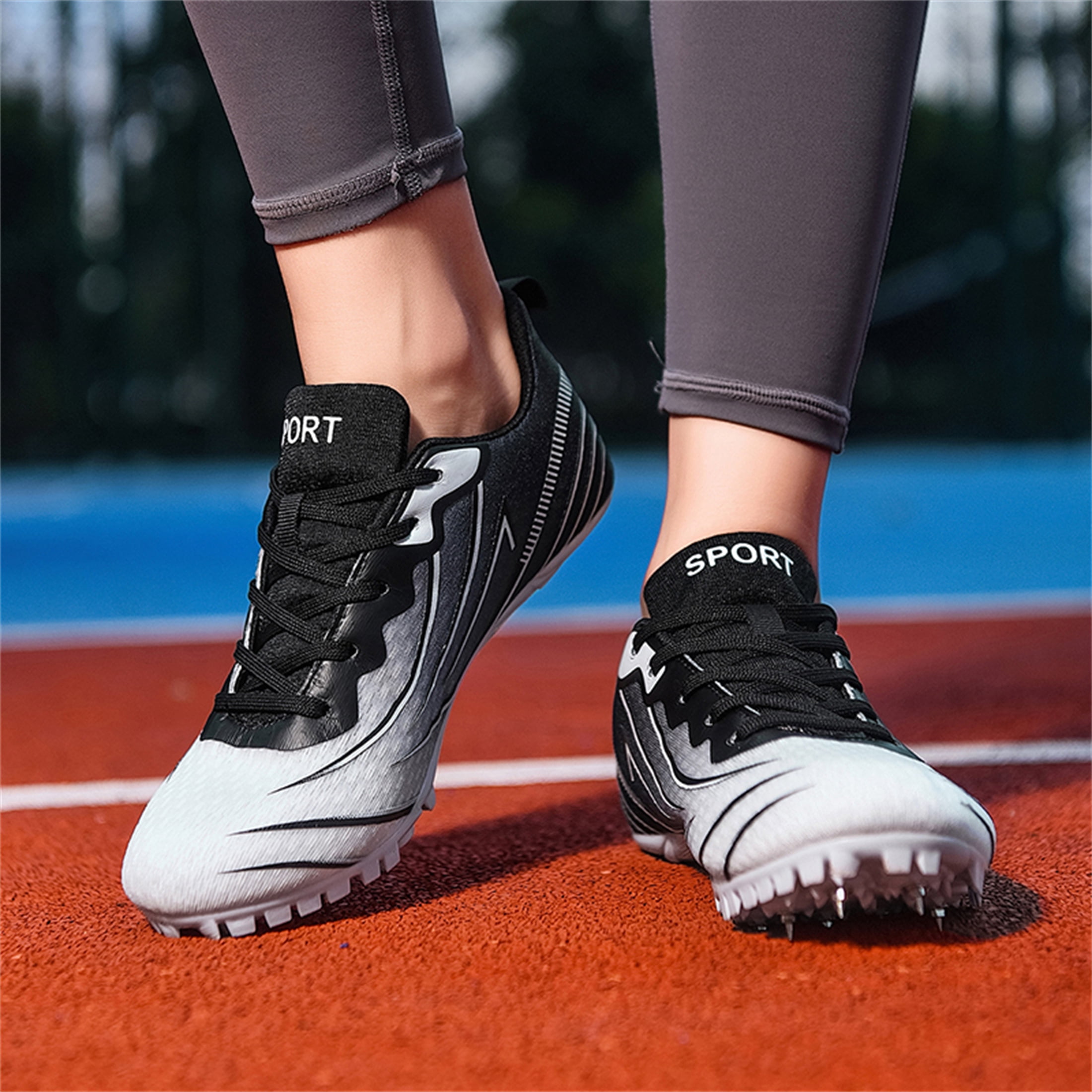 YOURDIARY Men Women Unisex Professional Track Spike Running Shoes, Breathable High Traction Athletic Sprint Cleats for Track Field Sports Training & Competitions