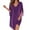 Purple, variant on Women's Party Dress, Sparkling Metallic Mesh V-Neck Evening Gown with 3/4 Sleeves for Special Occasions