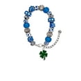 thumbnail image 2 of Delight Jewelry Silvertone Two Sided Green Enamel Lucky Four Leaf Clover Blue Paw Print Bead Bracelet, 7"+2", 2 of 4