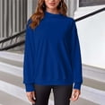 thumbnail image 6 of Mock Neck Sweatshirts for Women with Slit, Solid Oversized Pullover Drop Shoulder Long Sleeve Tops, 2XL Dark Blue, 6 of 8