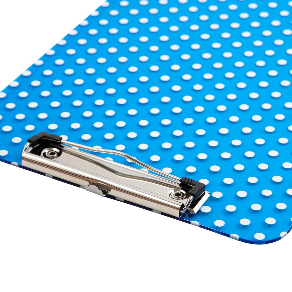 JAM Paper Plastic Clipboard, 9 x 12.5, Blue Polka Dot, 1/Pack