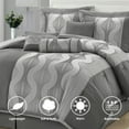 thumbnail image 6 of Lanco 7 Piece Grey Comforter Set, Queen Size Jacquard Bedding Set, All Season Geometric Patchwork Bedding Set, Matching Pillows , Shams , Bed Skirt, 6 of 8