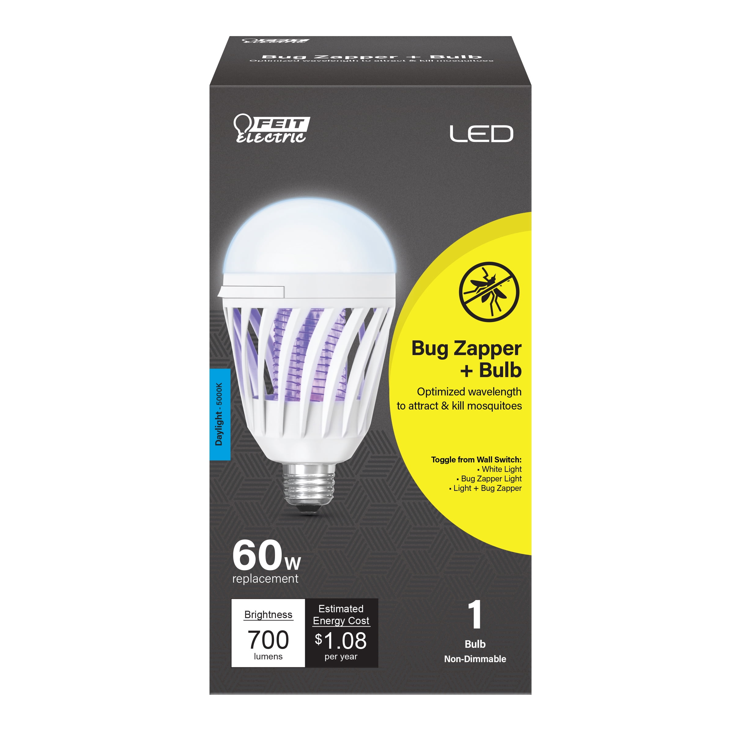 Feit Electric LED 9W (60 Watt Equivalent) Daylight Bug Zapper General Purpose Light Bulb, Cylinder Shape, Med. E26 Base