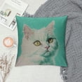 thumbnail image 2 of Qinduosi Pet Pillow Cover White Angora Cat Throw Pillow Covers Green Pillowcovers Soft Double Side Print Sofa Linen Square Throw Pillowcover inch for Living Room Bedroom Car Decor, 2 of 5