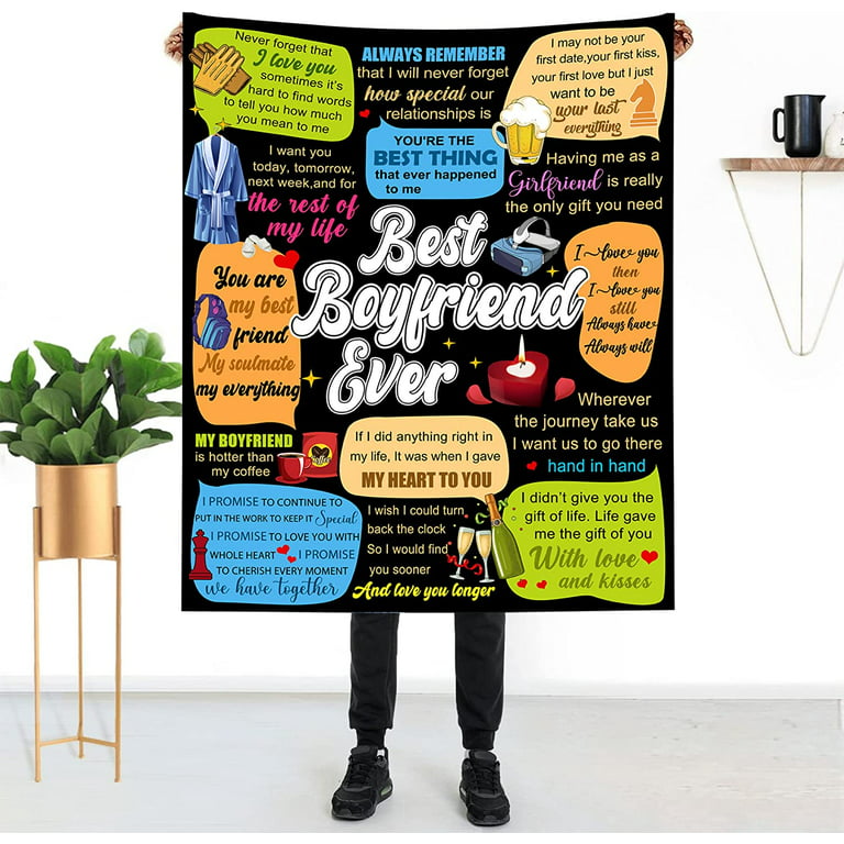 to My Boyfriend Blanket, Gifts for Boyfriend, Birthday Gifts for Him,  Boyfriend Blanket,Super Soft Cozy Flannel Throw for Men, Valentines Day for  Boyfriend 60x50 