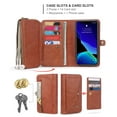 thumbnail image 4 of iPhone 11 6.1" Case, Allytech Vegan Leather Flip Stand Multi-Function Cards Holder Cash Pocket Purse Detachable Back Cover Magnetic Protection Shockproof Case Cover for Apple iPhone 11 6.1",Brown, 4 of 10