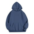thumbnail image 3 of Oversized Hoodies with Pocket Women Cotton Plain Pullover Hooded Sweatshirts Sweater Long Sleeve Fleece Lined Tops (2XL, Dark Blue), 3 of 5