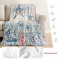 thumbnail image 5 of Coastal Starfish Blanket Soft Cozy Warm Throw Blanket for Couch, Plush Fuzzy Flannel Fleece Blankets for Sofa, Blue Nautical Coral Seashell Wooden Bed Blankets Lightweight Gifts for Women, 50"x80", 5 of 9