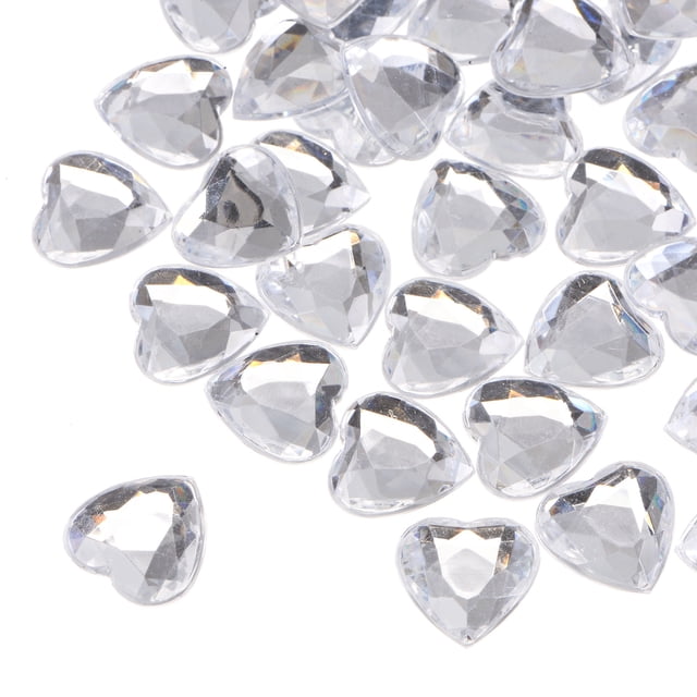 Uxcell 20Pcs Acrylic Flat Back Rhinestones 20mm Heart Artificial Gemstone for Crafts Jewelry Making White