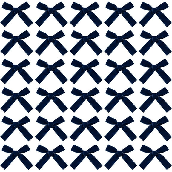 30PCS Navy Blue Bows for Christmas Tree,Christmas Bows Decorations Velvet Bow Small Ornaments for Wreaths Weddings Interior Wrapping Decor