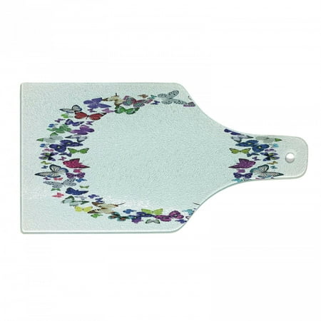 

Letter Q Cutting Board Spring Nature Inspired Font Design Girls Name Initials Playful Bugs Wings Decorative Tempered Glass Cutting and Serving Board Wine Bottle Shape Multicolor by Ambesonne