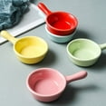 thumbnail image 3 of 8 Pcs Ceramic Sauce Dishes Chip & Dip Sets Colorful Mini Bowl Set Ketchup Side Dish Tableware Condiment Relish Plate Seasoning Soy Sauce Dishes Stackable Ramekins With Grip Handle, 3 of 4