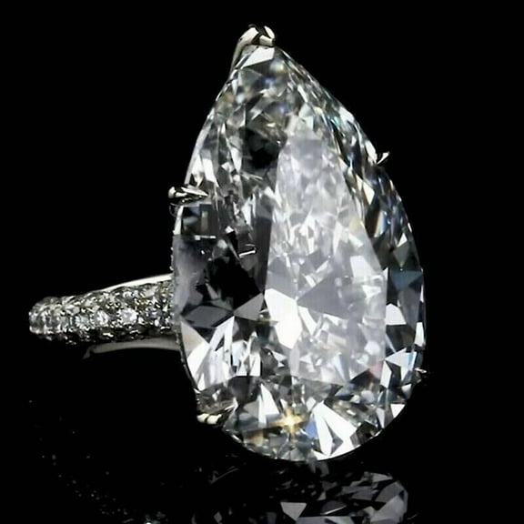 2Ct Lab Created Diamond Pear Cut Solitaire Engagement Ring 14K White Gold Plated