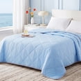 thumbnail image 2 of WISHEAD Cooling Blanket Queen Size, Cooling Comforter for Hot Sleepers, Double-Sided Lightweight Summer Bedding, Soft Breathable All-Season Quilt, (Light Blue, 90" x 90"), 2 of 8
