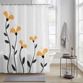 thumbnail image 3 of Shower Curtain for Bathroom Rural Watercolor Orange Blooming Floral Waterproof Bath Curtains Shower Curtains with Hooks,Black Line Branch Bathroom Curtain Privacy Drapes for Bathtubs Toilet 72x72in, 3 of 9