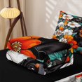 thumbnail image 6 of Homewish Vintage Pet Dog Zipper Twin Comforter Sets with Fitted Sheet and 2 Pillowcases,Watercolor Flowers Zipper Bedding Set,White Orange,Black Reversible,4pcs, 6 of 8
