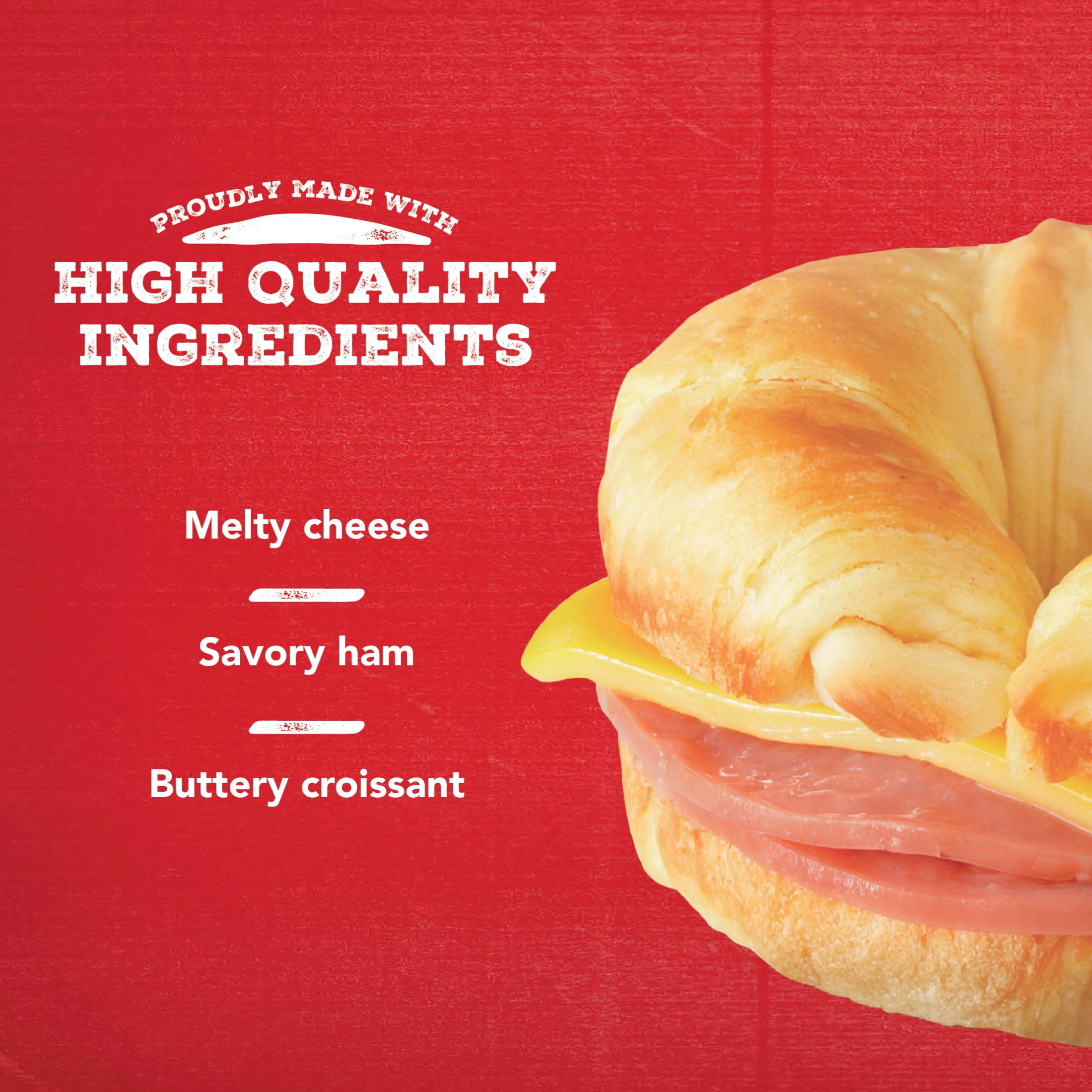 Jimmy Dean Frozen Breakfast Sandwich, Ham & Cheese Croissant, 8 Count