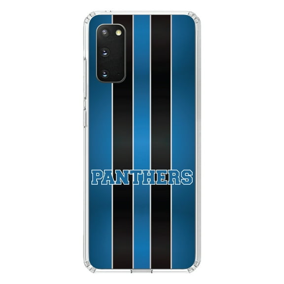 DistinctInk Clear Shockproof Hybrid Case for Galaxy S20 ULTRA / 5G (6.9" Screen) - TPU Bumper, Acrylic Back, Tempered Glass Screen Protector - Blue Black Panthers - Football Team
