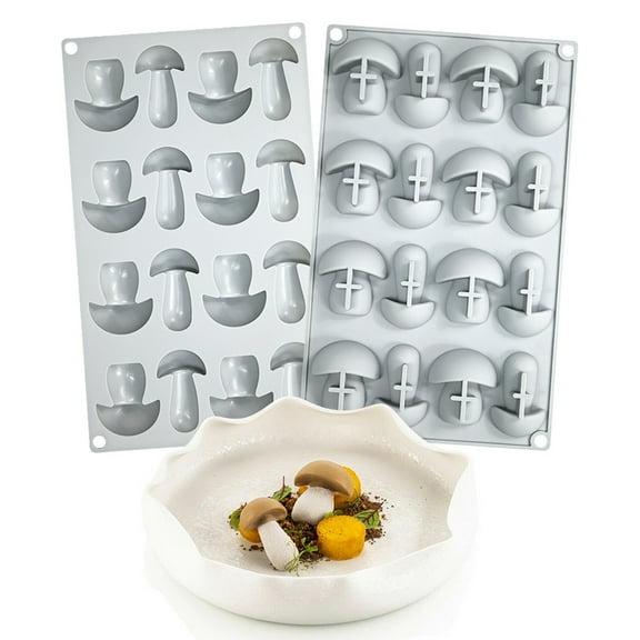 Sunjoy Tech Cake Mold Mushroom Shaped Pastry Mold 16 Grids Non-stick Silicone Mold Baking Decorating Tool for Home Kitchen