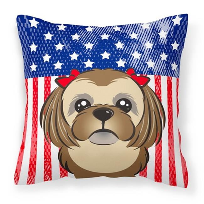 Carolines Treasures BB40PW40 American Flag Chocolate Brown Beauteous Shih Tzu Decorative Pillows Carolines Treasures BB40PW40 American Flag Chocolate Brown Beauteous Shih Tzu Decorative Pillows