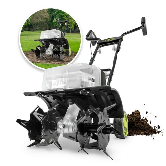 Sun Joe 48V Cordless 14-inch Garden Tiller   Cultivator, 3-Position, 2 x 2.0-Ah Batteries & Charger