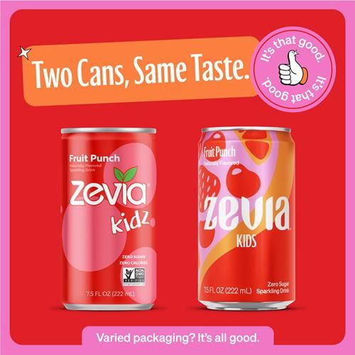 Zevia Kidz Sparkling Drink, Fruit Punch, 7.5 Ounce (Pack Of 6