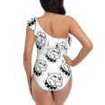 thumbnail image 6 of Yiaed Cool Dog Print Women One Piece Swimsuits Tummy Control One Shoulder Bathing Suits Pattern Ruffle Swimwear-Medium, 6 of 8