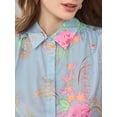 thumbnail image 4 of DARING DIVA Women's Sleeveless Floral Button Down Casual Shirts S Light Blue, 4 of 7