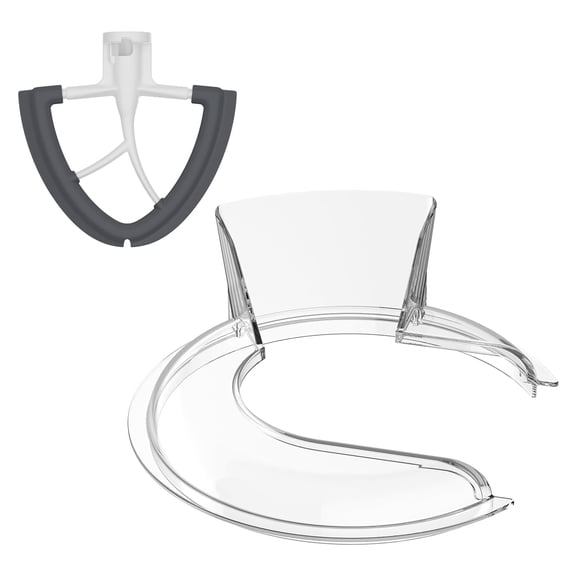 Splash-Proof Pouring Shield & Flex Edge Beater For 4.5-5QT Bowls for KitchenAid Mixer Accessories Set- Easy Clean Baking Essentials