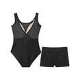 thumbnail image 6 of Sinleey Girls Mesh V-Neck Ballet Dance Leotard Outfits Gymnastics Athletic Bodysuit with Shorts Black 16, 6 of 7